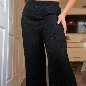 Vintage BASIX II Black Fully Beaded Silk Pants